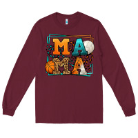 Burgundy Basketball and Volleyball mama Mother's Day Long Sleeve Tee - LillyAllenDesigns
