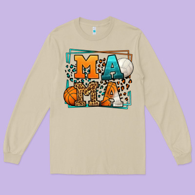 Basketball And Volleyball Mama Mother's Day Long Sleeve Tee Designed By Lillyallendesigns