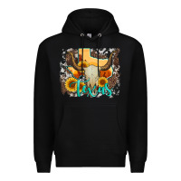 Black western texas  and cowhide with sunflower Premium Hoodie - Artiststas
