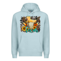 Blue Mist western texas  and cowhide with sunflower Premium Hoodie - Artiststas