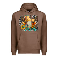 Chestnut western texas  and cowhide with sunflower Premium Hoodie - Artiststas