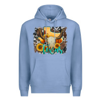 Colony Blue western texas  and cowhide with sunflower Premium Hoodie - Artiststas