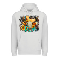 Dove Grey western texas  and cowhide with sunflower Premium Hoodie - Artiststas