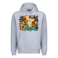Heather Grey western texas  and cowhide with sunflower Premium Hoodie - Artiststas