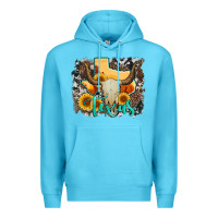 Ocean Blue western texas  and cowhide with sunflower Premium Hoodie - Artiststas