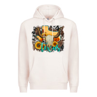 Pale Pink western texas  and cowhide with sunflower Premium Hoodie - Artiststas