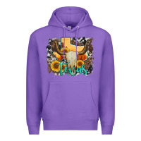 Purple western texas  and cowhide with sunflower Premium Hoodie - Artiststas