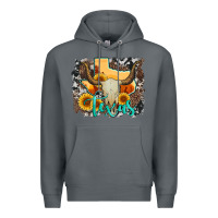 Rock western texas  and cowhide with sunflower Premium Hoodie - Artiststas