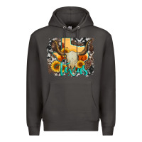 Smoke western texas  and cowhide with sunflower Premium Hoodie - Artiststas