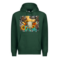 Sports Green western texas  and cowhide with sunflower Premium Hoodie - Artiststas