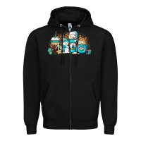 Black winter snowman coffee cups Zipper Hoodie - Jasminsmagicworld