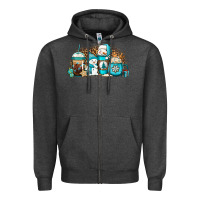 Charcoal Heather winter snowman coffee cups Zipper Hoodie - Jasminsmagicworld