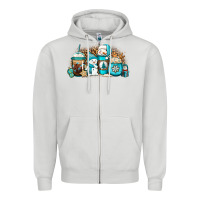 Dove Grey winter snowman coffee cups Zipper Hoodie - Jasminsmagicworld