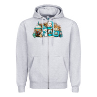 Heather Grey winter snowman coffee cups Zipper Hoodie - Jasminsmagicworld