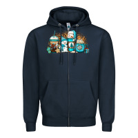 Navy winter snowman coffee cups Zipper Hoodie - Jasminsmagicworld