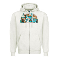 Oatmeal Heather winter snowman coffee cups Zipper Hoodie - Jasminsmagicworld