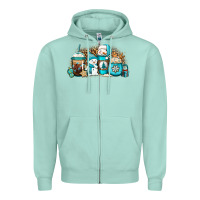 Seafoam winter snowman coffee cups Zipper Hoodie - Jasminsmagicworld