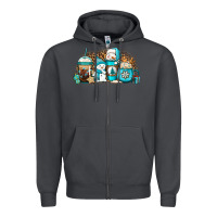 Smoke winter snowman coffee cups Zipper Hoodie - Jasminsmagicworld