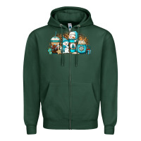 Sports Green winter snowman coffee cups Zipper Hoodie - Jasminsmagicworld