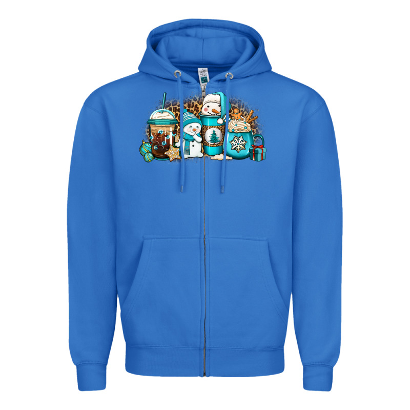 Winter Snowman Coffee Cups Zipper Hoodie by Jasminsmagicworld | Teevron