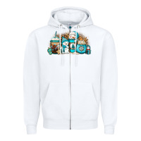 White winter snowman coffee cups Zipper Hoodie - Jasminsmagicworld