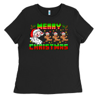 Black Merry Christmas Ladies Tee - CowhideDigitalArt