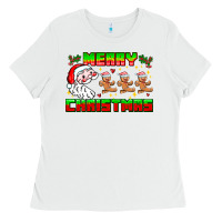 White Merry Christmas Ladies Tee - CowhideDigitalArt