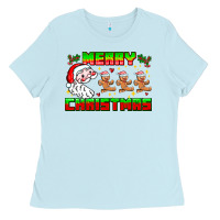 Baby Blue Merry Christmas Ladies Tee - CowhideDigitalArt