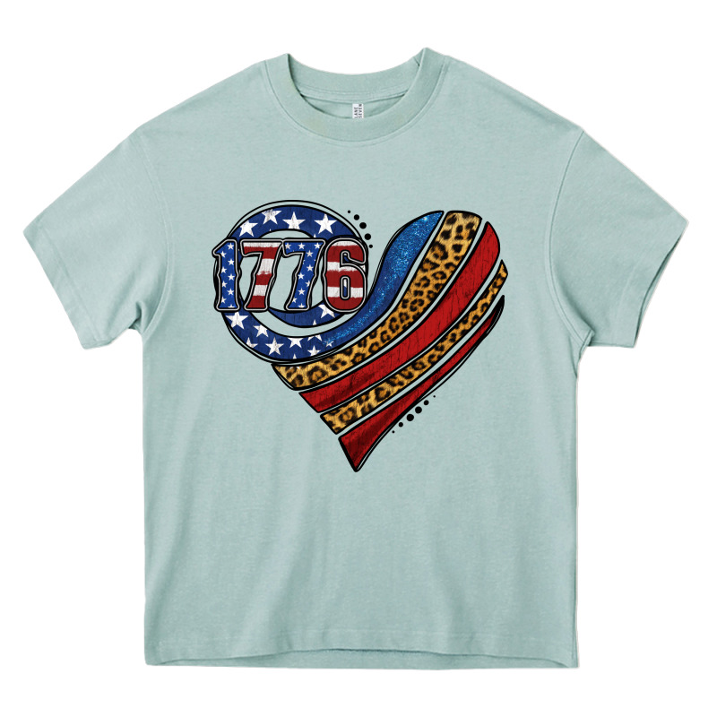 American Western Leopard Flag Heart Heavy Core Tee by Jasminsmagicworld | Teevron