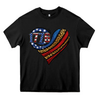 Black american western leopard flag heart Heavy Core Tee - Jasminsmagicworld