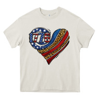 Cream american western leopard flag heart Heavy Core Tee - Jasminsmagicworld