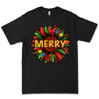 Black merry christmas with light sunflower bbs Premium Tee - BundleAndBundleShop