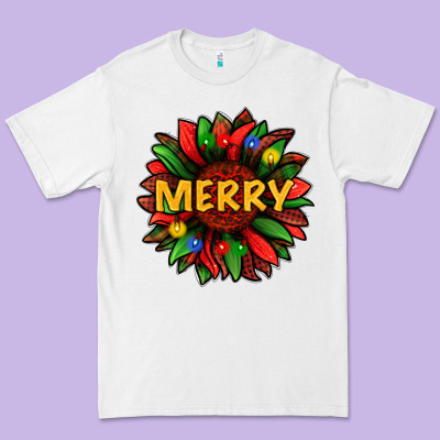 Merry Christmas With Light Sunflower Bbs Premium Tee Designed By Bundleandbundleshop