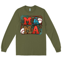 Army Green leopard baseball mama Mother's Day Long Sleeve Tee - LillyAllenDesigns