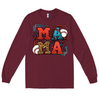 Burgundy leopard baseball mama Mother's Day Long Sleeve Tee - LillyAllenDesigns