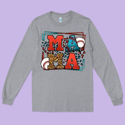 Leopard Baseball Mama Mother's Day Long Sleeve Tee Designed By Lillyallendesigns