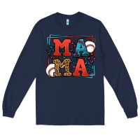 Navy leopard baseball mama Mother's Day Long Sleeve Tee - LillyAllenDesigns