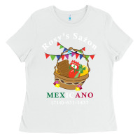 White logo for rosys saon mexicano Ladies Tee - CowhideDigitalArt