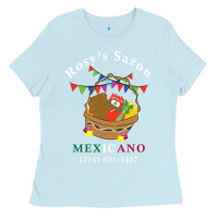 Baby Blue logo for rosys saon mexicano Ladies Tee - CowhideDigitalArt
