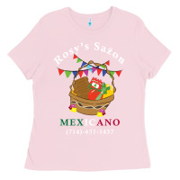 Bubblegum Pink logo for rosys saon mexicano Ladies Tee - CowhideDigitalArt