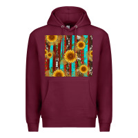 Burgundy western sunflower cactus serape and cowhide Premium Hoodie - Artiststas