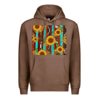 Chestnut western sunflower cactus serape and cowhide Premium Hoodie - Artiststas