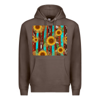 Coffee western sunflower cactus serape and cowhide Premium Hoodie - Artiststas