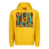 Western Sunflower Cactus Serape And Cowhide Premium Hoodie | Teevron