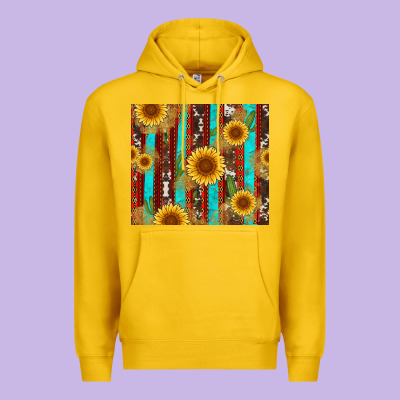 Western Sunflower Cactus Serape And Cowhide Premium Hoodie Designed By Artiststas