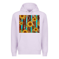 Lilac western sunflower cactus serape and cowhide Premium Hoodie - Artiststas