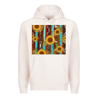 Pale Pink western sunflower cactus serape and cowhide Premium Hoodie - Artiststas