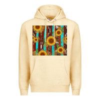 Pina Colada western sunflower cactus serape and cowhide Premium Hoodie - Artiststas