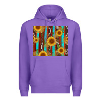 Purple western sunflower cactus serape and cowhide Premium Hoodie - Artiststas
