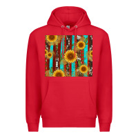 Red western sunflower cactus serape and cowhide Premium Hoodie - Artiststas